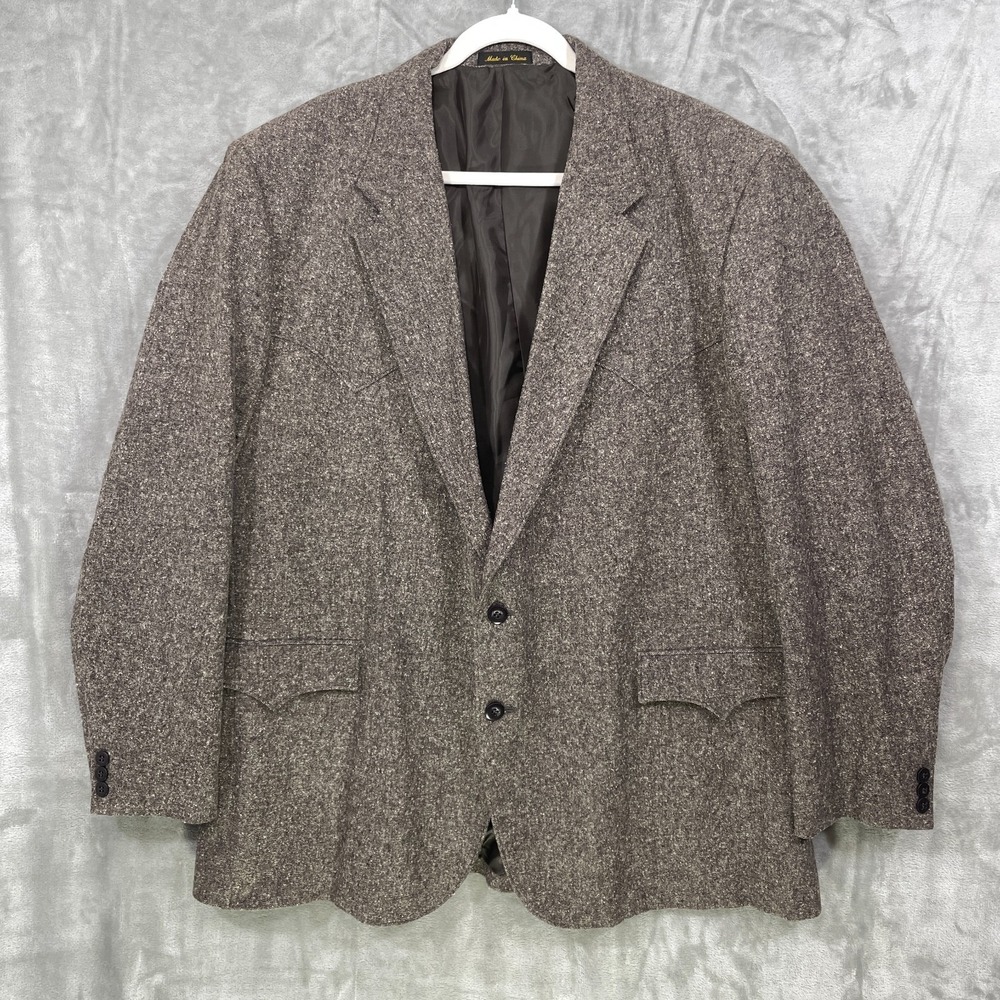 Circle S Dallas Texas Blazer Mens 52L‎ Brown Western Jacket Wool Blazer Cowboy
